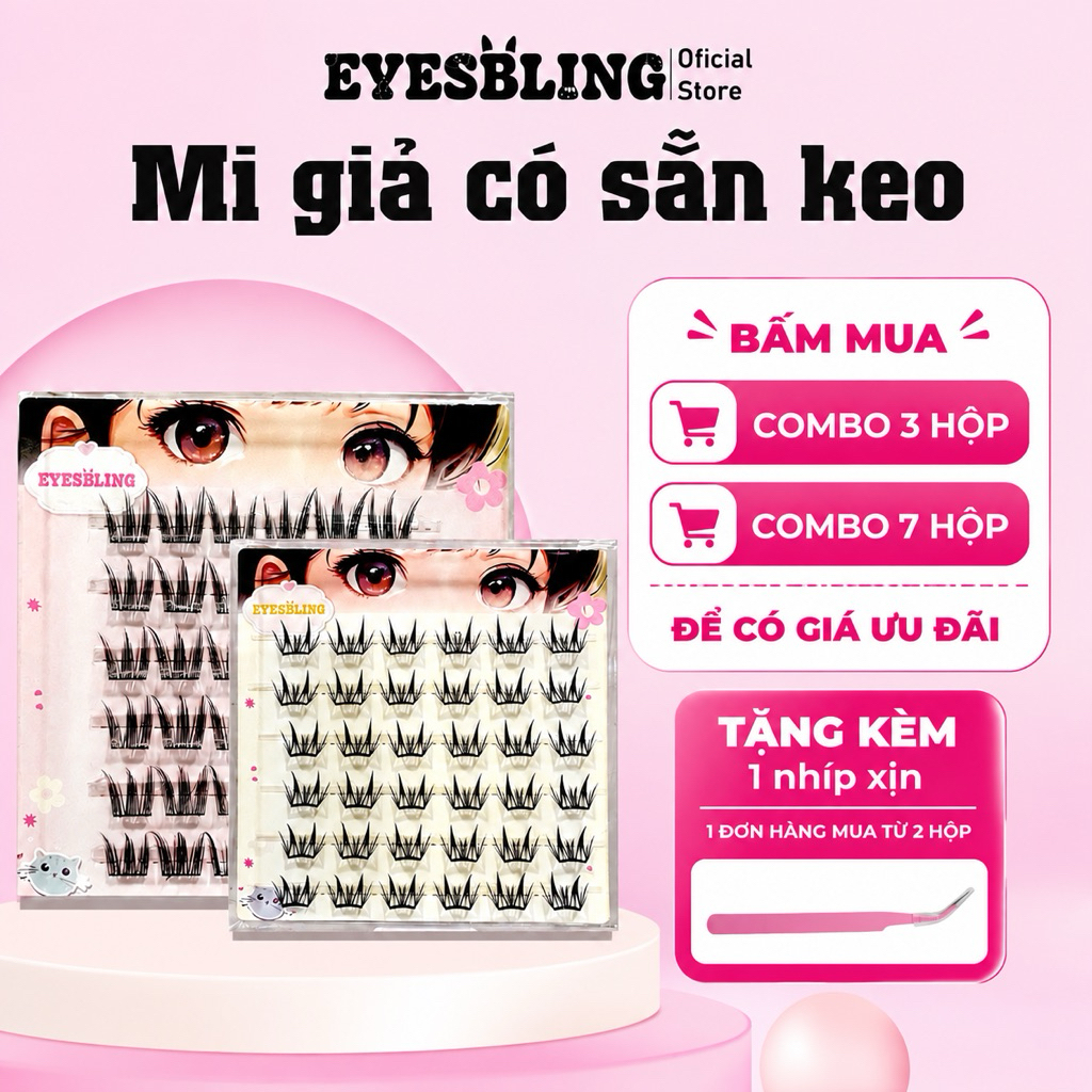 Mi Giả  Eyes Bling có sẵn keo tự nhiên tái sử dụng được nhiều lần