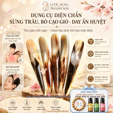 Dụng cụ diện chẩn bằng sừng, dụng cụ cạo gió mátxa day ấn huyệt lưu thông khí huyết, giảm căng thẳng