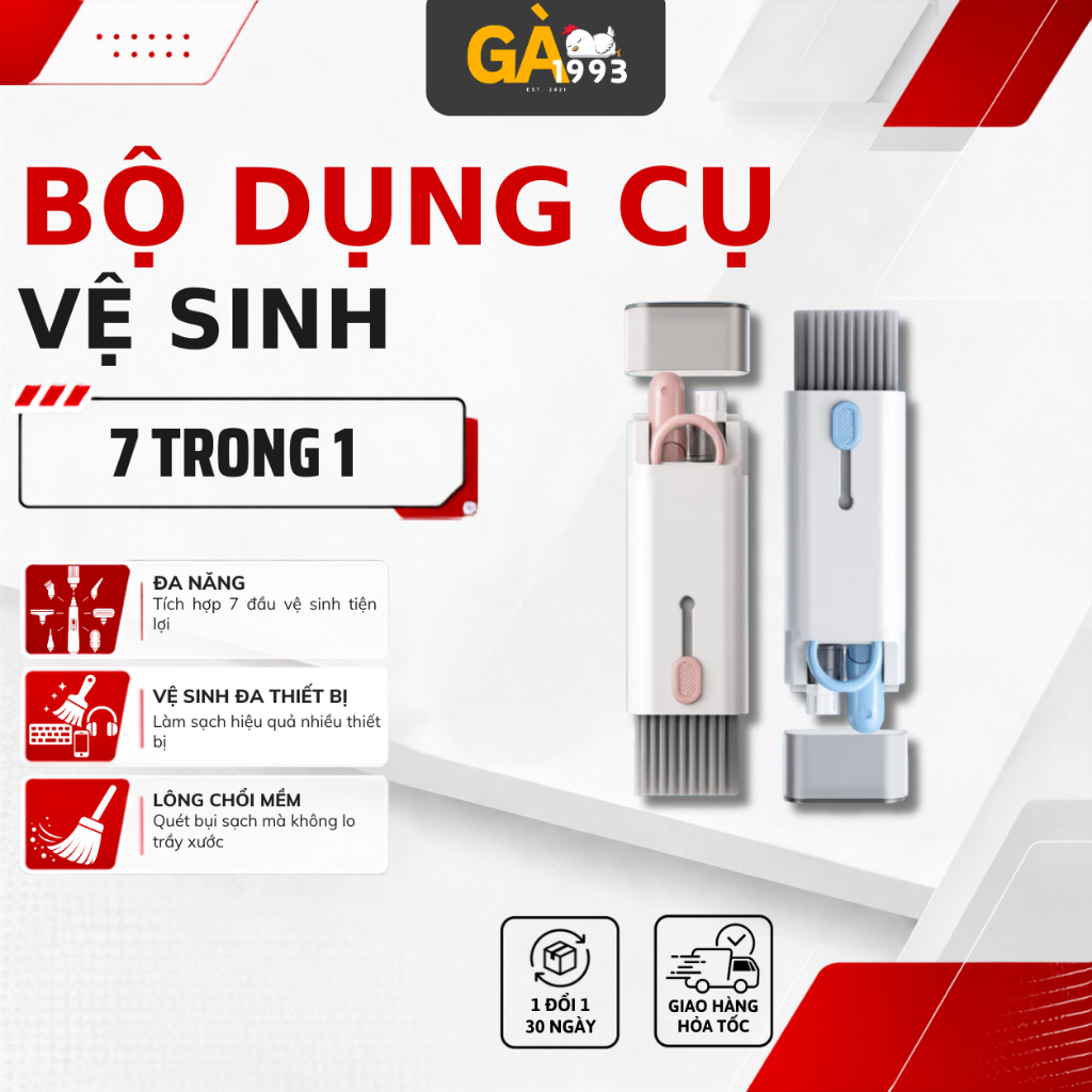 Bộ Vệ Sinh 7 in 1 Đa Năng – Dùng Cho Laptop, Bàn Phím, Tai Nghe – Nhỏ Gọn, Tiện Lợi, Dễ Mang Theo | BigBuy360 - bigbuy360.vn