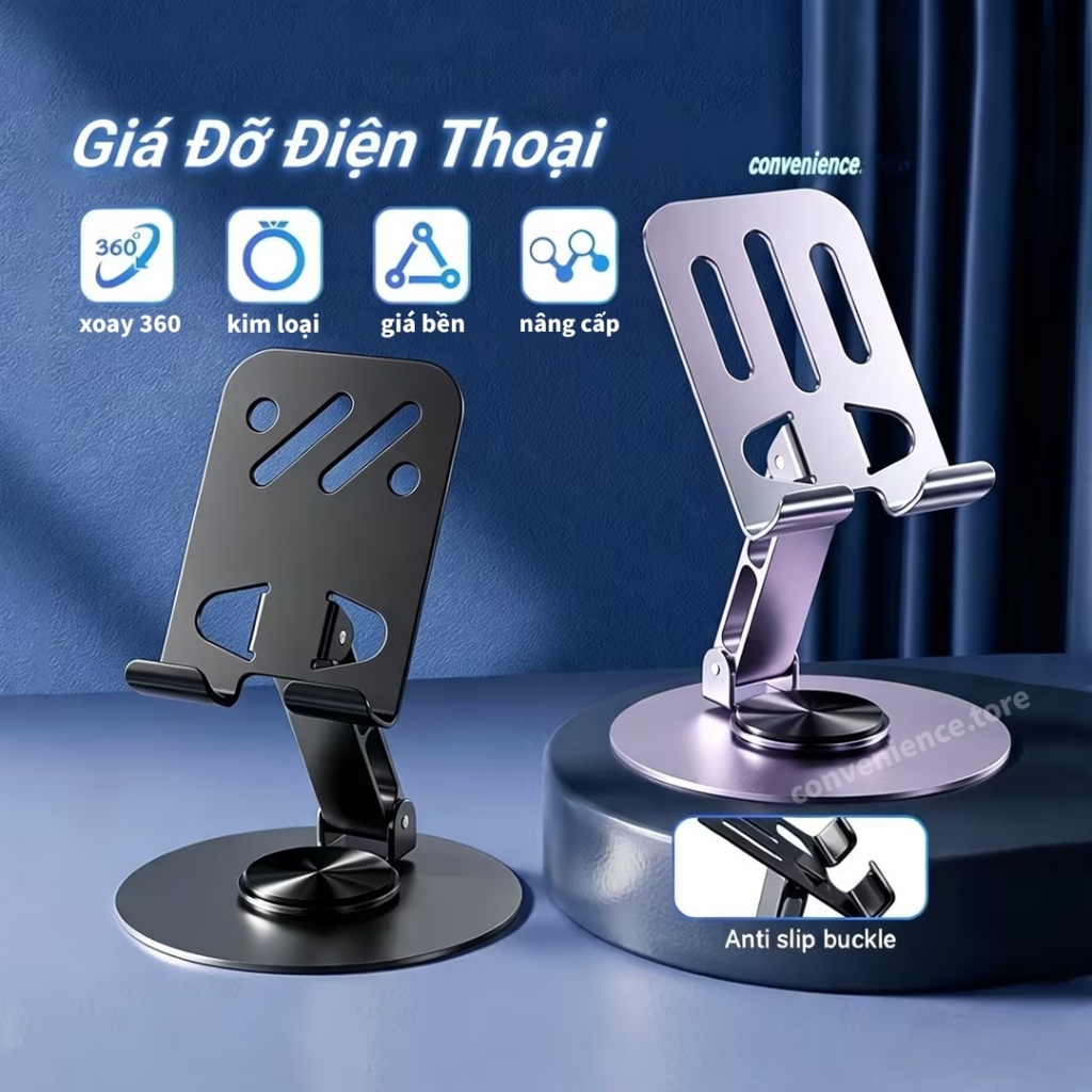 Giá Đỡ Điện Thoại,Máy Tính Bảng Để Bàn Xoay 360 Hợp Kim Nhôm,Đế Để Điện Thoại Table Livestream