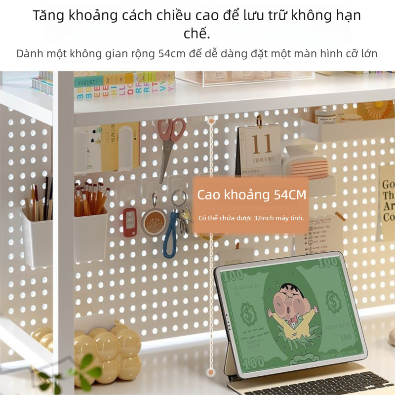 kệ để bàn Kệ Pegboard Treo Tường Đa Năng Tấm Lưới Đục Lỗ Đa Kích Cỡ Kệ Để Đồ Vách Ngăn Gắn Tường Cho Phòng Gaming Ký Túc | BigBuy360 - bigbuy360.vn