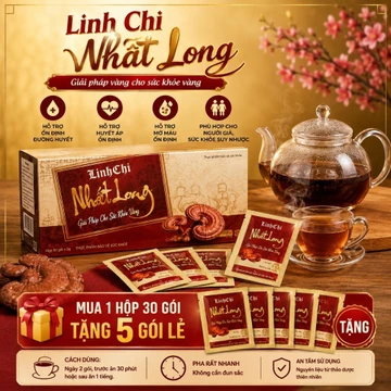 [TẶNG 5 GÓI LẺ] Trà Linh Chi Nhất Long chứa Nấm Linh chi đỏ Hỗ trợ huyết áp,đường huyết,mỡ máu, phục hồi sau ốm