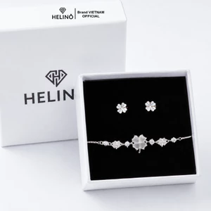Bộ Trang Sức Bạc Nữ HELINO S925 Cỏ 4 Lá Dây Chuyền/Lắc Tay Khuyên Tai Nữ Quà Tặng Bạn Gái