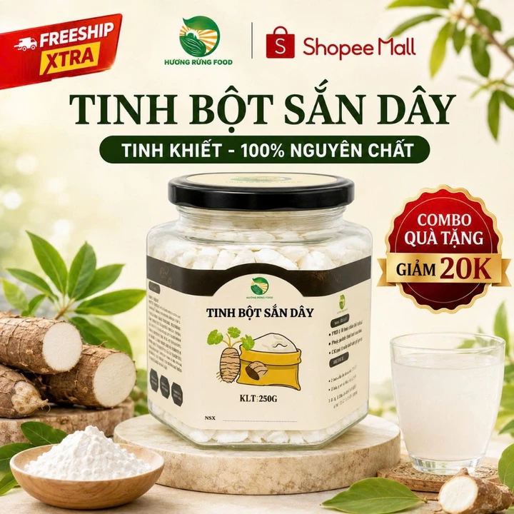 Bột Sắn Dây Nguyên Chất, Sắn Dây Sấy Lạnh – Hương Rừng Food, Giải Nhiệt, Làm Đẹp Da, Thanh Lọc Cơ Thể, Hỗ Trợ Tiêu Hóa