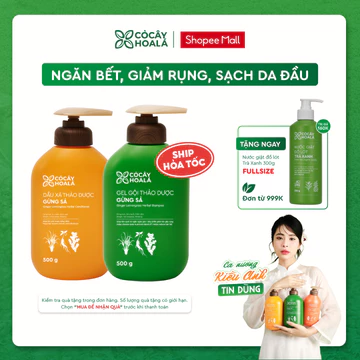 Dầu Gội Gừng Cỏ Cây Hoa Lá, Dầu Gội Thảo Dược Gừng Sả Giảm Tóc Gãy Rụng 500g/chai- Dành Cho Tóc Bết Dầu