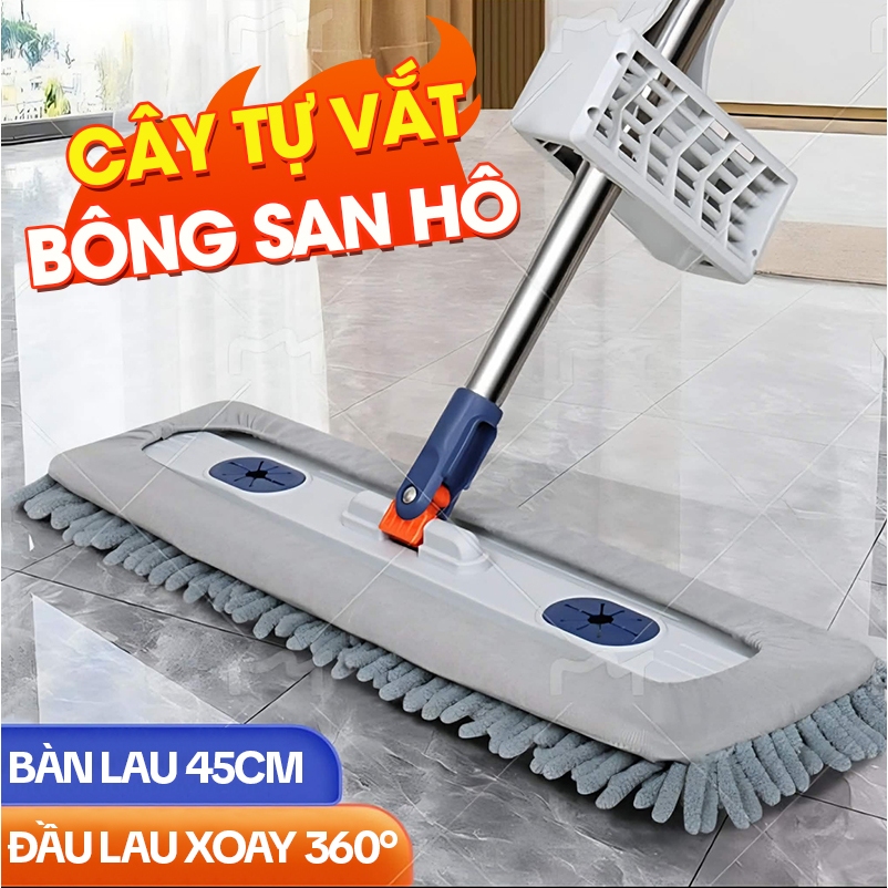 Cây Lau Nhà Tự Vắt KITIMOP CORAL Mã KTMC-01, Chổi Lau Nhà Tự Vắt Thông Minh Xoay 360 Độ, 2 Bông Lau | BigBuy360 - bigbuy360.vn