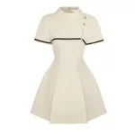 BBSTORE’S Đầm Xòe Dạo Phố Cotton Ngắn Chữ A Lật Vạt Ngực Kết Nút Váy Xếp Ly - DAE77B — ảnh 7