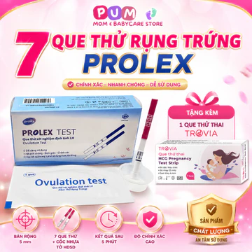 Que thử rụng trứng PROLEX (hộp 7 que x 7 cốc) tặng 1 que thử thai Prolex, tặng bảng canh trứng