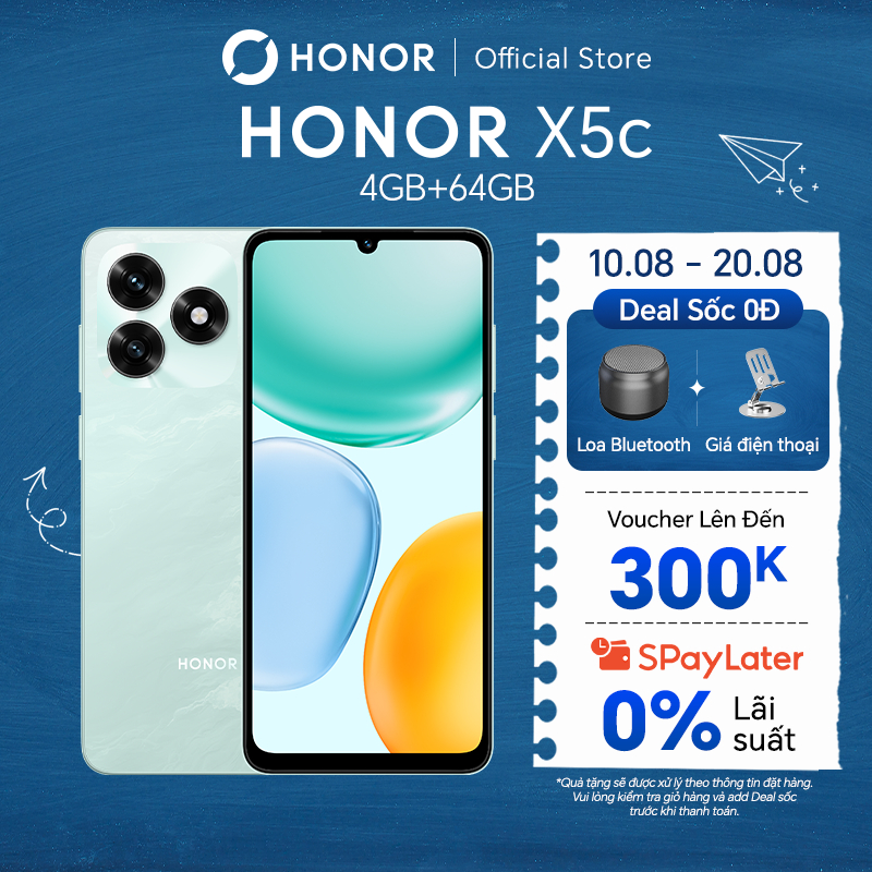 [MỞ BÁN ĐỘC QUYỀN] Điện Thoại HONOR X5c (4+4) GB + 64 GB | Màn Hình 6.74 inch | Pin 5260 mAh | Camera 13 MP |BH 18 Tháng