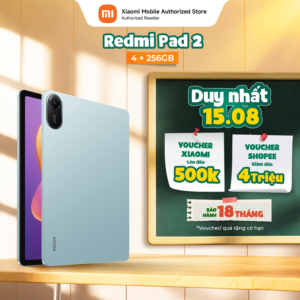 Máy tính bảng Redmi Pad 2 (4+256GB) | Màn hình 11inch 2,5K | Helio G100-Ultra | Pin 9000mAh | 4 Loa
