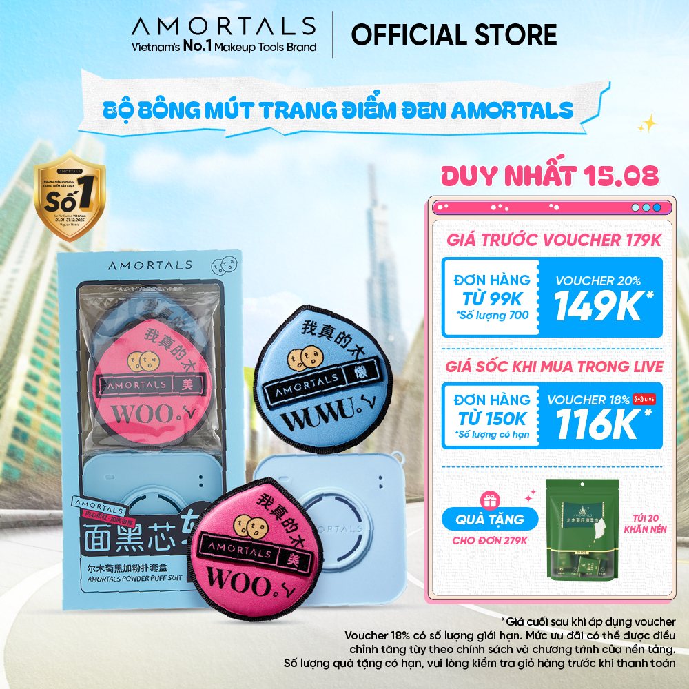 Bông Mút Trang Điểm Đen Cao Cấp Amortals, Hạn Chế Hút Nền, Mút To Và Dày, Độ Đàn Hồi Cao Giúp Lớp Nền Mịn Mướt