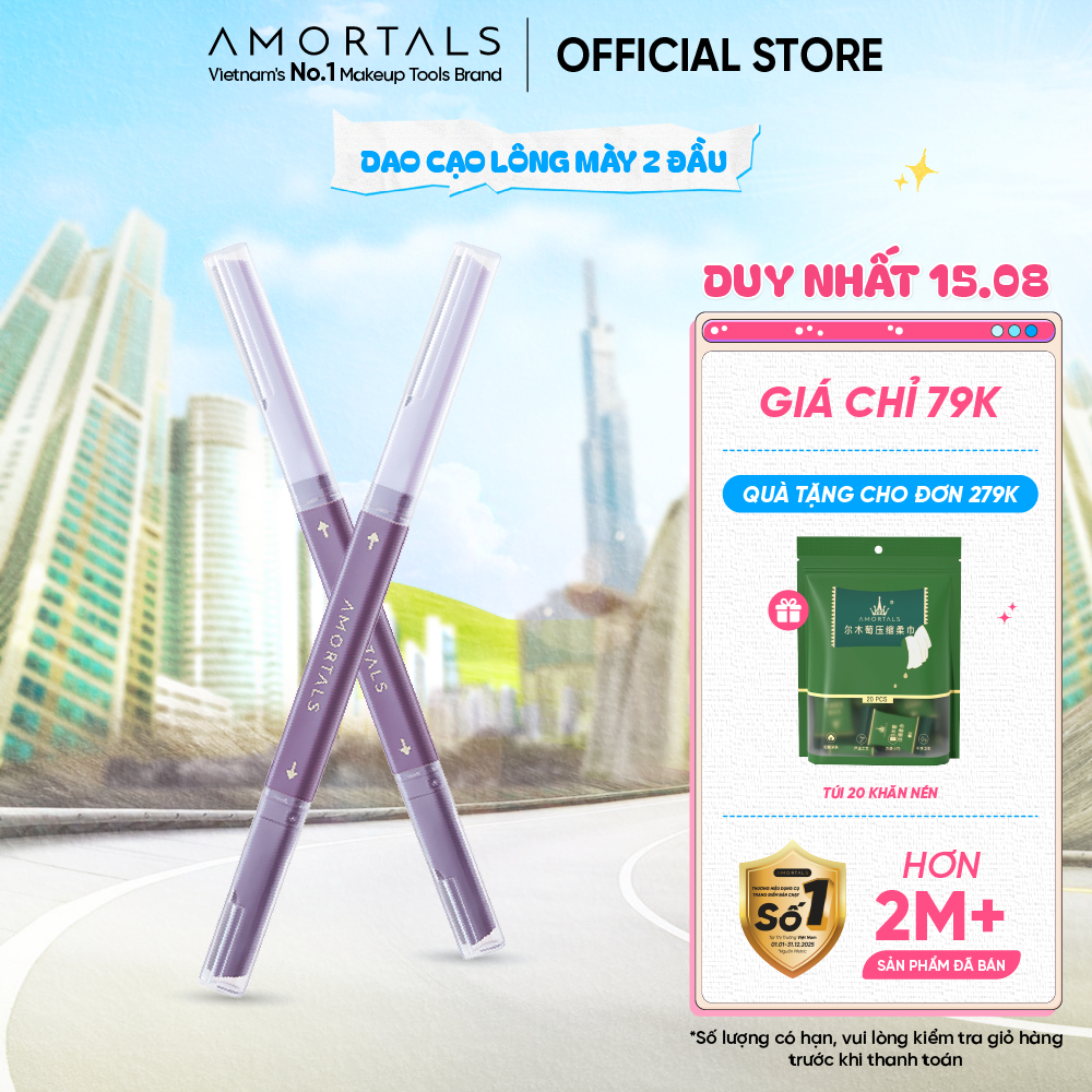 Dao cạo lông mày hai đầu Amortals dao tỉa lông mày tiện lợi không gỉ an toàn cho da Mỹ Phẩm