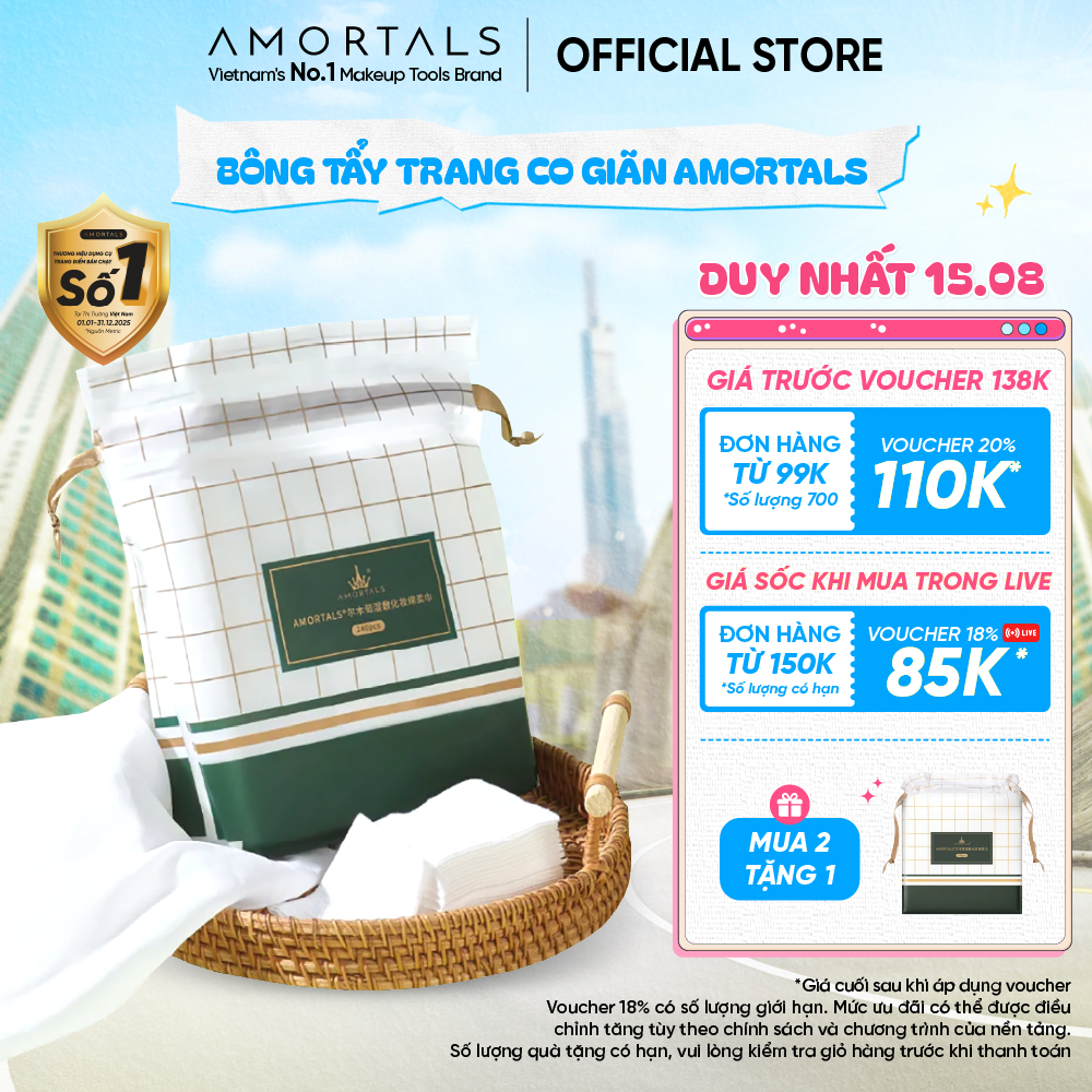 Bông Đắp Toner Amortals, Có Thể Dùng Làm Mặt Nạ, Đắp Lotion, Chất Liệu An Toàn, Không Chứa Chất Huỳnh Quang