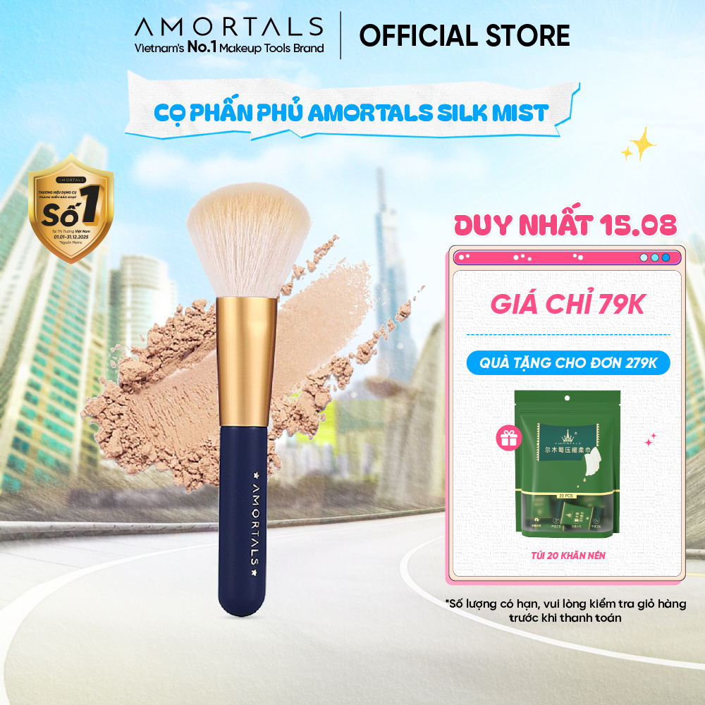 Cọ Phủ Phấn AMORTALS Chuyên Dụng, Lông Mềm Mịn, Không Rụng, Tán Đều Tự Nhiên