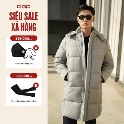 Áo phao nam dáng dài DGCs - Chống thấm nước, chống bụi bẩn, chống bám mốc, cản gió, giữ ấm cơ thể - WAJKBD200M