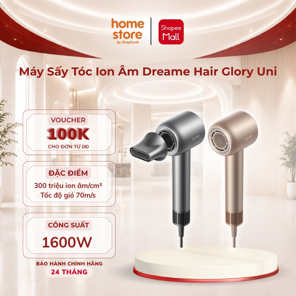 Máy Sấy Tóc Ion Âm Dreame Hair Glory Uni | Hỗ Trợ Hấp Thụ Tinh