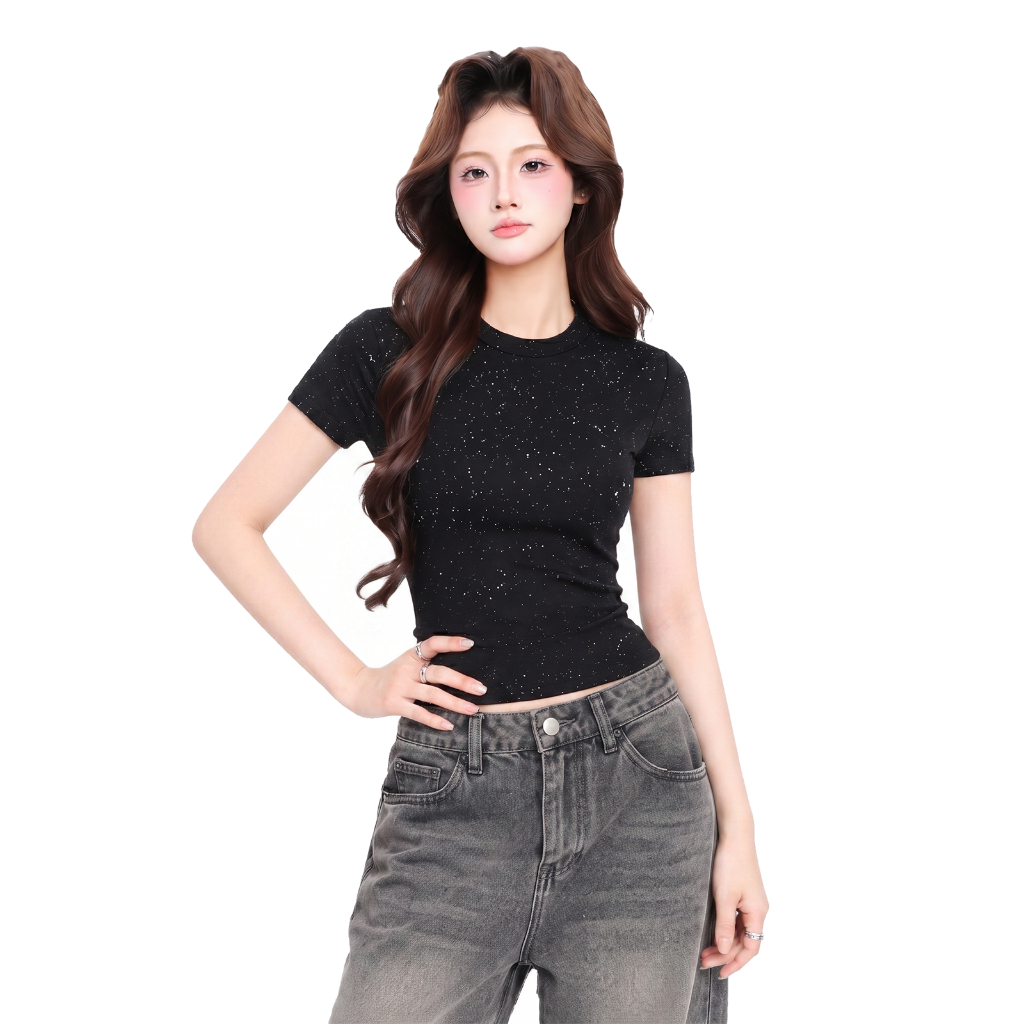 Áo Thun Baby Tee Nữ Kim Tuyến Dáng Ôm PINKSTORE29 Kiểu Lấp Lánh A51336 | BigBuy360 - bigbuy360.vn