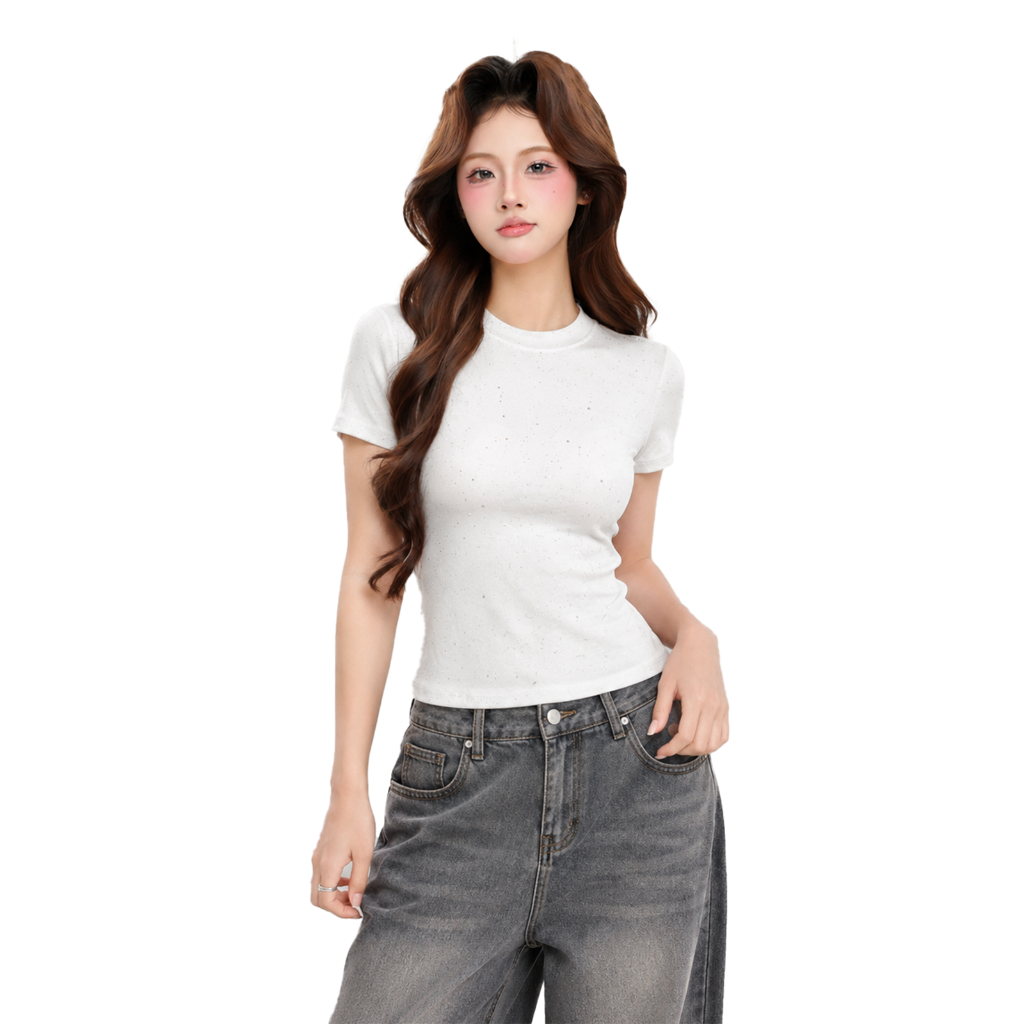 Áo Thun Baby Tee Nữ Kim Tuyến Dáng Ôm PINKSTORE29 Kiểu Lấp Lánh A51336 | BigBuy360 - bigbuy360.vn
