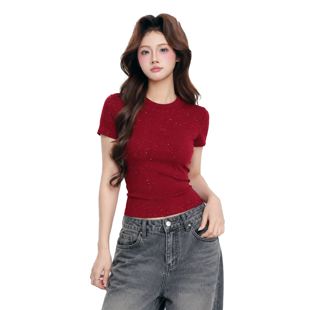 Áo Thun Baby Tee Nữ Kim Tuyến Dáng Ôm PINKSTORE29 Kiểu Lấp Lánh A51336 | BigBuy360 - bigbuy360.vn