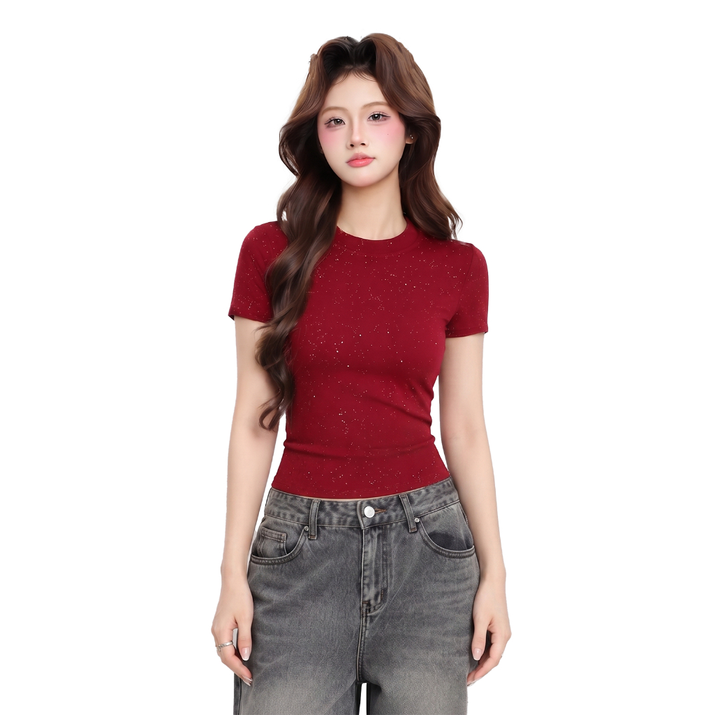 Áo Thun Baby Tee Nữ Kim Tuyến Dáng Ôm PINKSTORE29 Kiểu Lấp Lánh A51336 | BigBuy360 - bigbuy360.vn