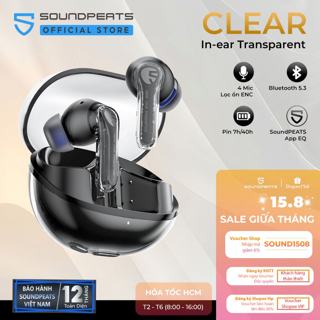 Tai nghe True Wireless SoundPEATS Clear và ClearPods