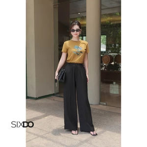 Quần nữ đen suông công sở SIXDO (Black Woven Loose Pants)