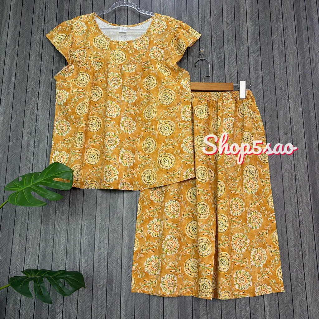 Đồ bộ tole trung niên, bộ tole lanh mặc nhà SHOP5SAO quần lửng, áo cánh tiên có Bigsize (50-80kg) | BigBuy360 - bigbuy360.vn