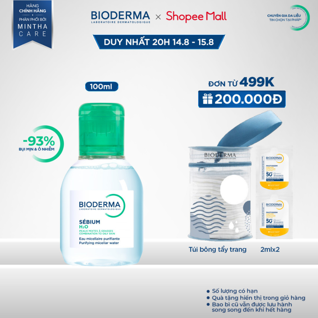 Dung dịch làm sạch và tẩy trang công nghệ Micellar Bioderma Sebium H2O - 100ml