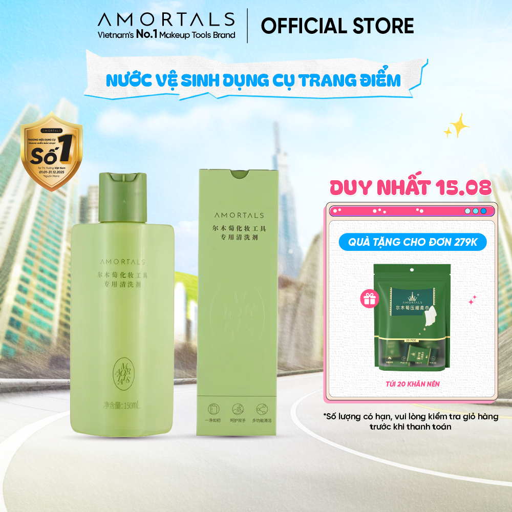 Nước Vệ Sinh Dụng Cụ Trang Điểm AMORTALS Làm Sạch Nhanh, Dịu Nhẹ, Khử Khuẩn Hiệu Quả Cho Dụng Cụ Makeup
