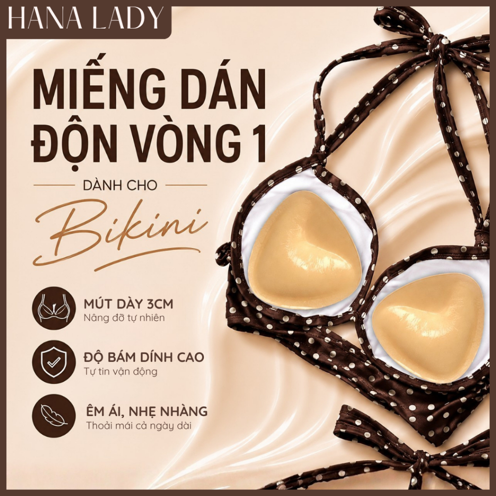 Miếng Dán Nâng Ngực 2 Mặt Keo Dày 3CM Dáng Tam Giác, Tái Sử Dụng Mặc Bikini Áo Khoét Sâu - HANALADY