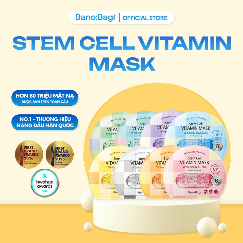 Miếng Mặt Nạ Bano:Bagi Stem Cell Vitamin Mask Dưỡng Da Chuyên Sâu Dành Cho Mọi Loại Da 30ml