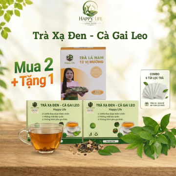 [COMBO MUA 2 TẶNG 1] Trà Xạ Đen Cà Gai Leo Happy Life – Mua 2 Hộp Tặng 1 Hộp Trà Lá Nam 12 Vị Mường, Trà Túi Lọc