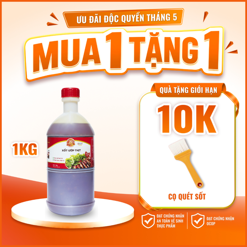 [HOẢ TỐC] Sốt Ướp Thịt Nướng BBQ Bếp Xuyên Việt 1KG dùng cho 5kg thịt, Nước Sốt Ướp Thịt, Hải Sản.