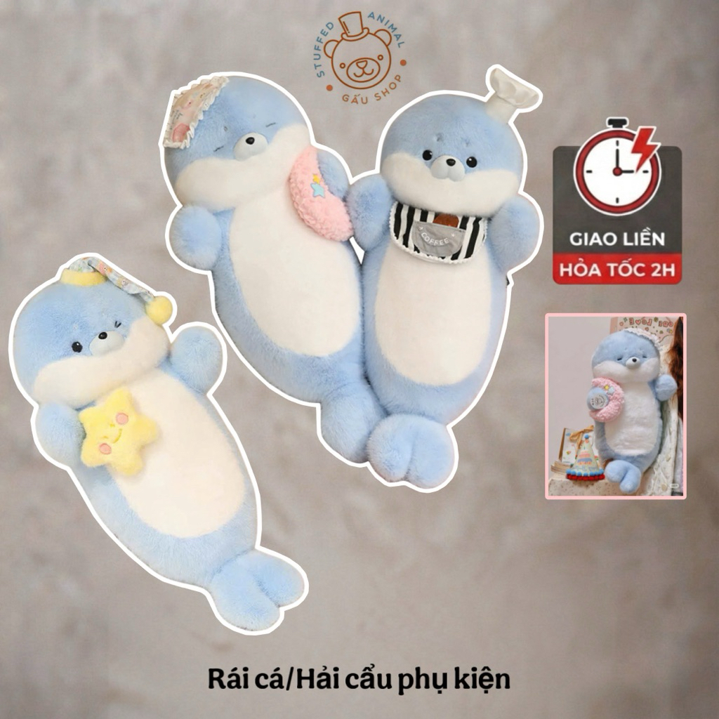 Gấu Bông Rái cá Hải Cẩu Xanh Phụ Kiện Dễ Thương 70cm | Gối Ôm Hải Cẩu Mềm Mịn | Quà Tặng Người Yêu Sinh Nhật Valentine