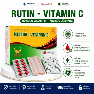 Viên uống bổ sung Vitamin C + Rutin hỗ trợ tăng cường sức đề kháng và tăng sức đề kháng ( hộp 60 viên )