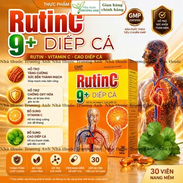 Viên uống Rutin C Diếp cá. Hỗ trợ giảm triệu chứng của trĩ, nhuận tràng, giảm táo bón. Hộp 30 viên