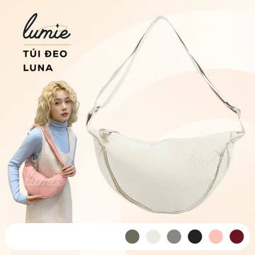 Túi Bánh Bao Bán Nguyệt Mini Túi Bao Tử Đeo Chéo Luna Vải Dù Gió Nhăn Trượt Nước Chần Bông Nhẹ Màu Pastel - T_Luna