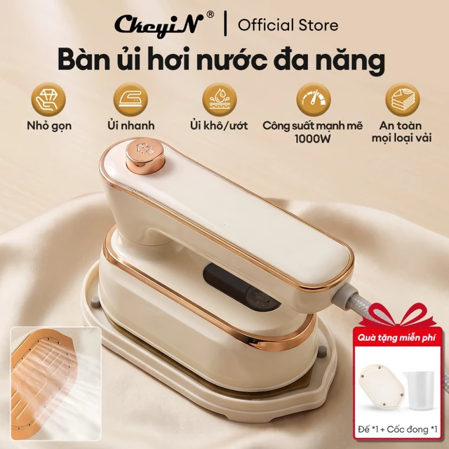 CkeyiN Bàn ủi hơi nước cầm tay di động Bàn ủi du lịch cho Bàn ủi quần áo Bàn ủi khô và ướt JK030W