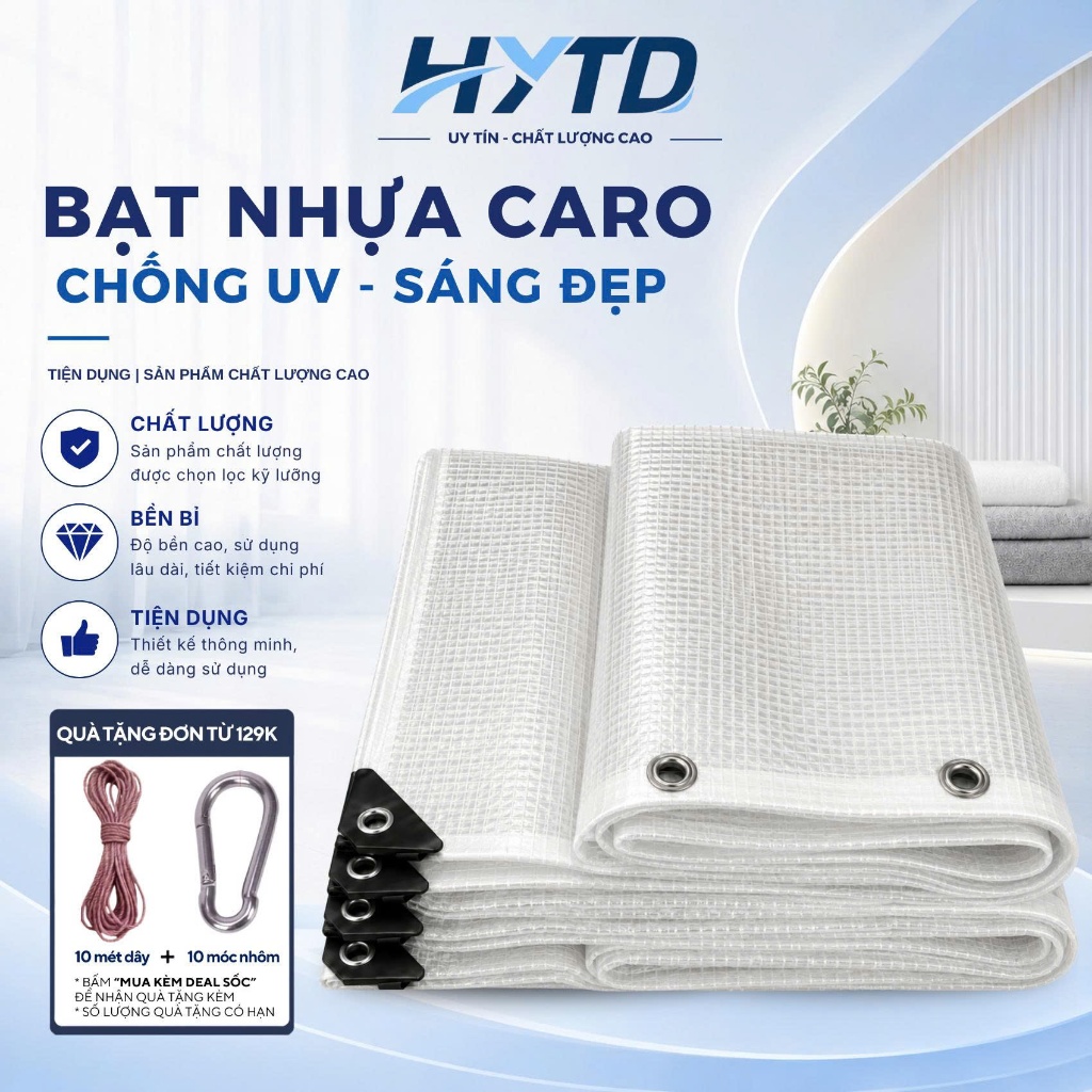 Bạt Nhựa Dẻo HYTD, Bạt Nhựa Trong Che Mưa Lấy Sáng, Chắn Gió Cho Ban Công Sân Vườn, May Viền Đóng Khoen Sẵn