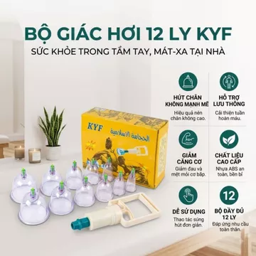 Bộ Giác Hơi Không Dùng Lửa 12 Cốc Hộp Vàng Massage Giác Hơi Tại Nhà, Bộ Giác Hơi Y Học Cổ Truyền Giác Hơi Chân Không