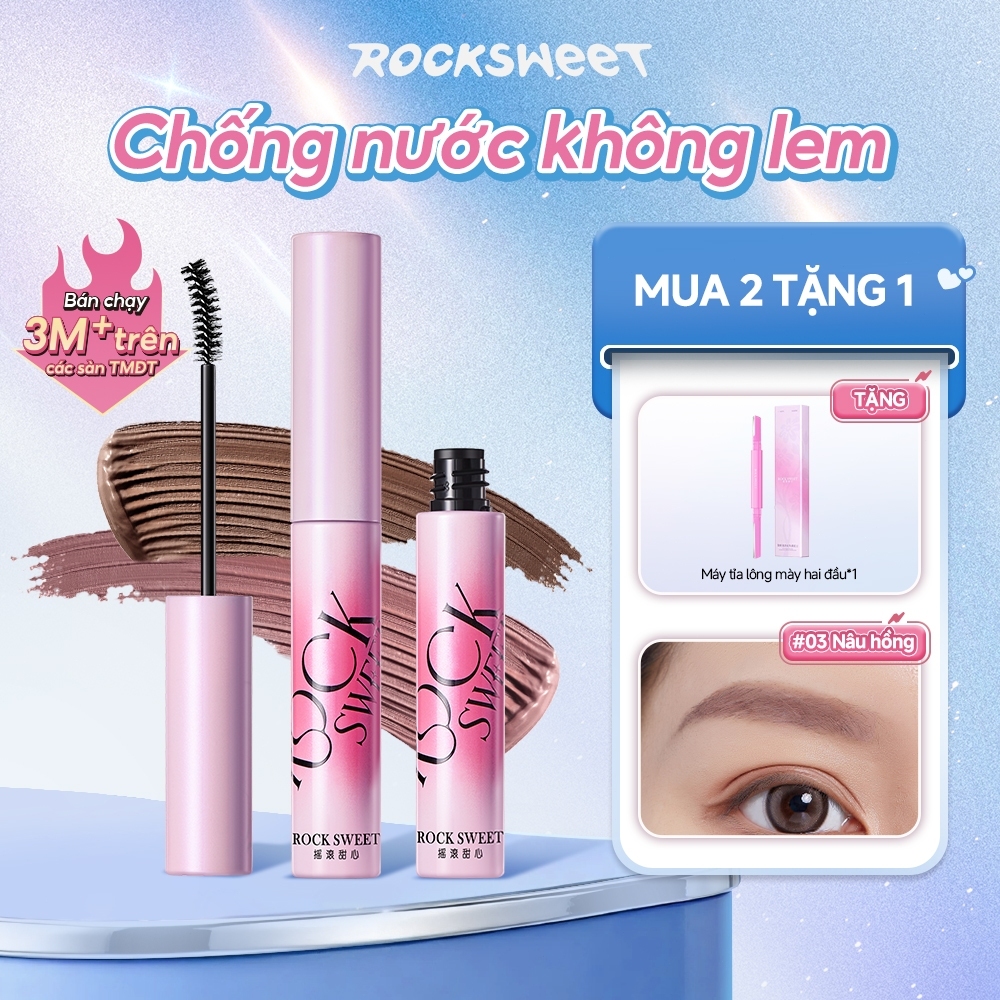 ROCKSWEET RS Mascara Lông Mày Nâu hồng nhạt – Chống nước, lâu trôi, nhanh khô, không lem