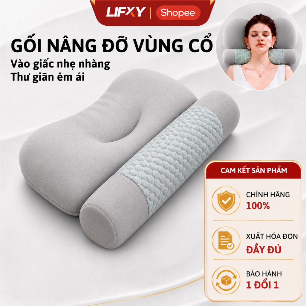 Gối Ngủ Công Thái Học Memory Foam, Giảm Đau Nhức Cổ Vai Gáy, Ngủ Ngon Chuẩn Y Khoa - The CozyCare