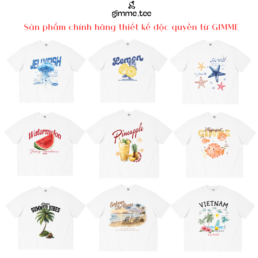 [CHÍNH CHỦ GIMME] Áo Thun Boxy Đi Biển Chính Hãng Gimme - MÙA HÈ - Premium Cotton 250gsm Cotton 2 Chiều Vải Xịn - GMBX15
