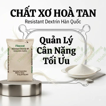 1KG Chất Xơ Hòa Tan Cao Cấp Từ Bắp Hàn Quốc - Fiberest Resistant Dextrin ≥90% Fiber Độ Hòa Tan Rất Tốt - Bền Nhiệt