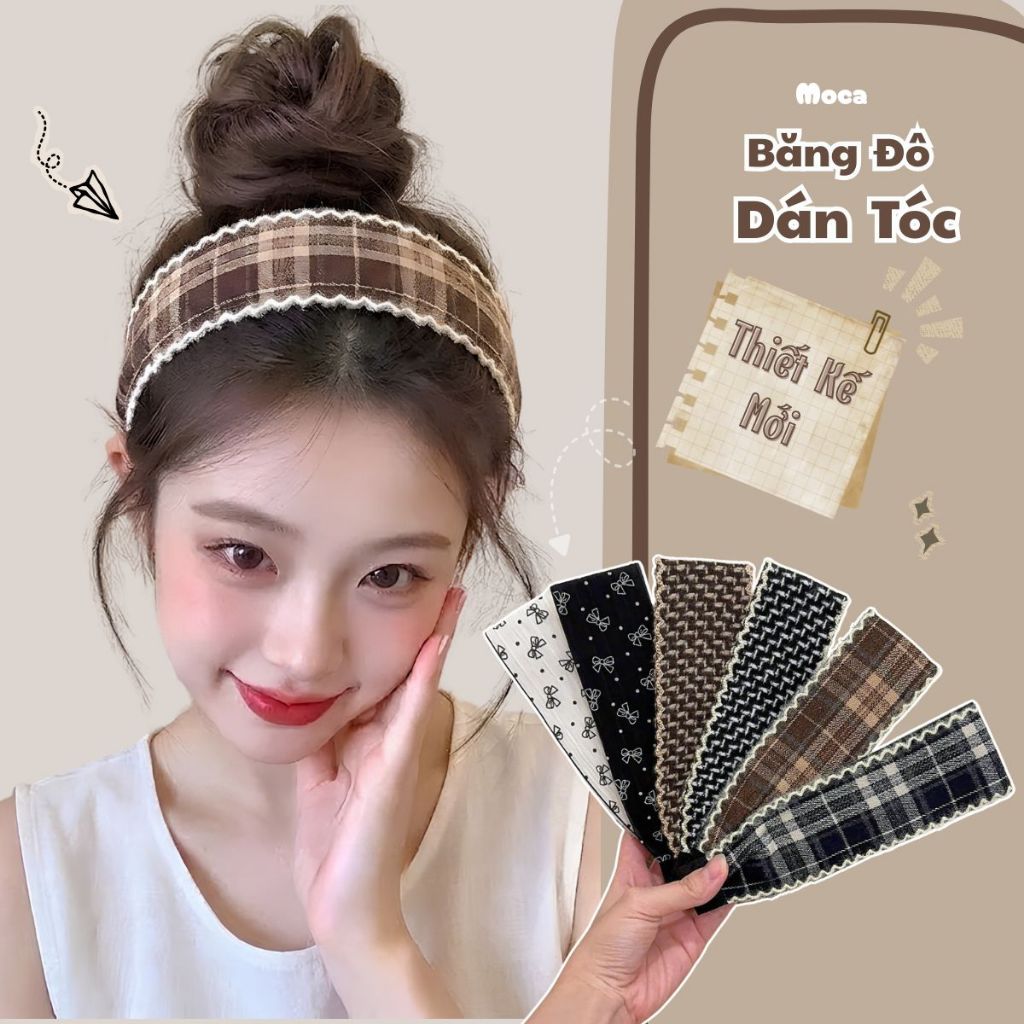 MOCA  Băng Đô Dán Tóc  Màu Trầm Dễ Dùng. Giúp Làm Gọn Tóc Con Tốt