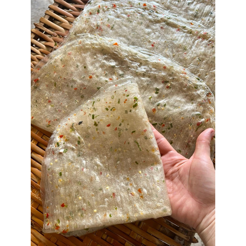 Bánh tráng dẻo cay Hành Lá Tỏi Ớt cay vừa phơi sương, đặc sản Củ Chi tráng tay, dùng chay được ( 500gr )