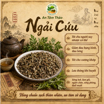 Lá Ngải Cứu khô 1kg hỗ trợ đau đầu, đau bụng kinh Nguyệt không đều làm gối ngải cứu ngâm chân NC An Tâm Thảo