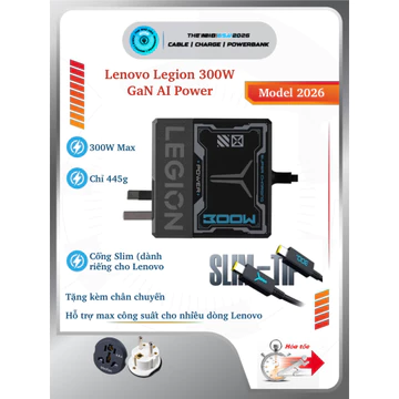 Củ sạc nhanh Lenovo Legion 300W GaN LA300A cho Lenovo Legion Thinkpad Thinkbook Xiaoxin cáp SlimTip