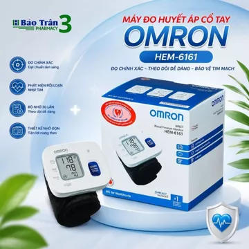 Máy Đo Huyết Áp Cổ Tay Omron HEM-6161 Tự Động Chính Xác Nhỏ Gọn Theo Dõi Sức Khỏe Gia Đình (Hộp 1 máy)
