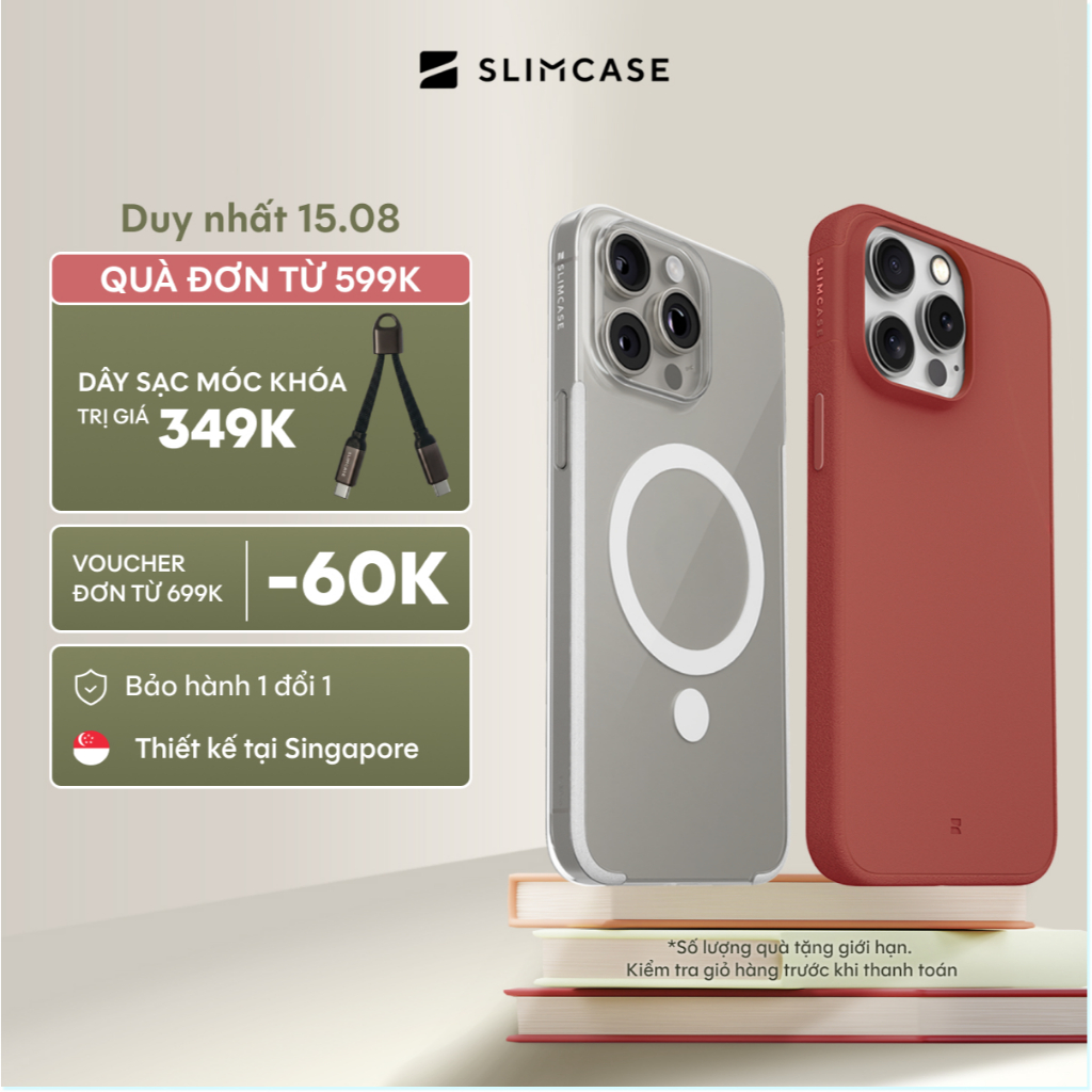 Ốp lưng iPhone 15 Pro Max / 15 Pro / 15 Plus / 15 SLIMCASE - Không ố vàng, hỗ trợ sạc không dây, siêu mỏng | BigBuy360 - bigbuy360.vn